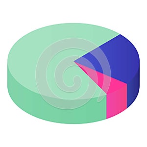 Business pie chart icon, isometric style
