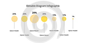 Business pie chart infographic with editable segments. Cirlce corporate infograph elements. Company presentation slide template.