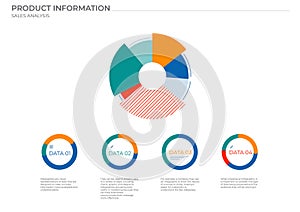 Business pie data analysis charts in color. Vector elements charts.