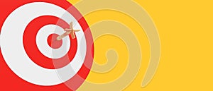 business plan achieves goals A picture of the success of the goals set. red circle target with arrow on yellow background,3d