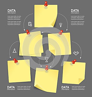 Business Plan with Blank Note and Pushpins. Vector
