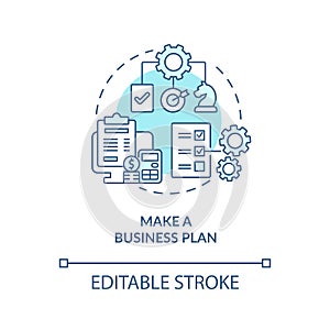 Business plan blue concept icon