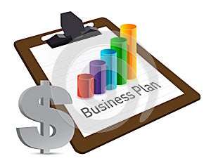 Business plan chart and currency