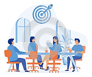 business plan concept, group of business people having a meeting in the office,