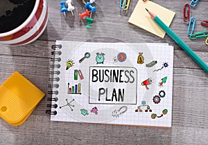 Business plan concept on a notepad