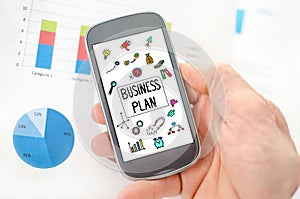 Business plan concept on a smartphone