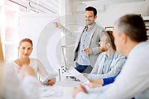 Business plan explained on flipchart