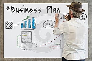 Business plan flowchart drawing sketch Concept photo