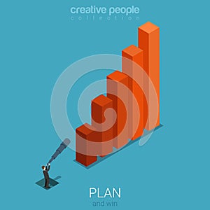 Business plan forecast stats graphic flat 3d isometric vector