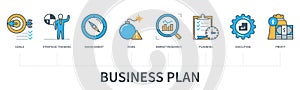Business plan infographics in minimal flat line style