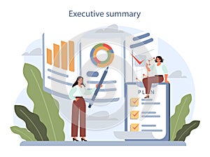 Business plan layout. Business strategy structure. Organizational