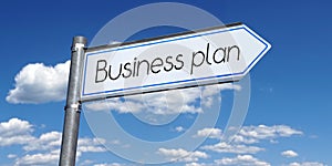 Business plan - metal signpost with one arrow