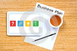 Business plan and realization steps concept