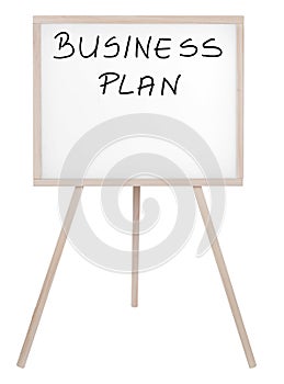 Business plan sign and empty places on whiteboard