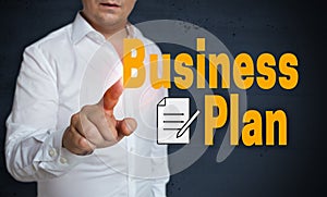 Business plan touchscreen is operated by man