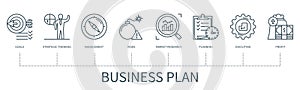 Business plan vector infographic in minimal outline style