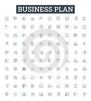 Business plan vector line icons set. Business, Plan, Strategy, Financing, Proposal, Start-up, Objectives illustration