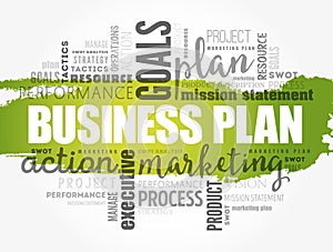Business plan word cloud collage, business concept