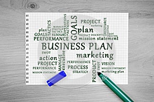 Business plan words on paper