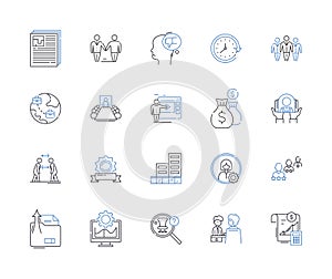 Business planning line icons collection. Strategy, Goals, Analysis, Forecasting, Budgeting, Marketing, Growth vector and