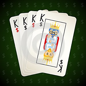 Business playing cards. Four kings