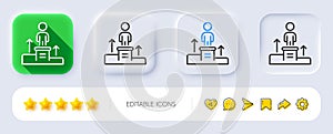 Business podium line icon. Employee nomination sign. Neumorphic buttons. Vector photo