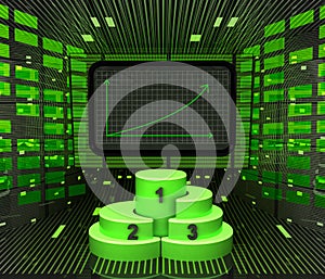 Business positive graph forecast or results with champion podium