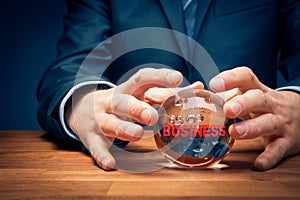 Business prediction concept with crystal ball