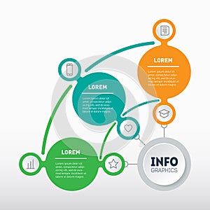 Business presentation with 3 parts. Infographic of technology or education process with steps. Template of a sales pipeline or