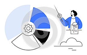Business Presentation with Analytics Pie Chart, Document, and Cloud Concept