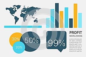 Business presentation of charts and map