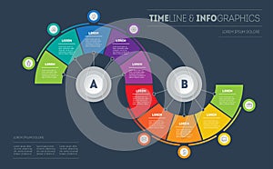 Business presentation concept with 10 options. Diagram of technology or education process with ten steps. Infographic consisting