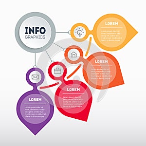 Business presentation concept with 4 directions. Sales funnel. Infographic of technology or education process with four steps or