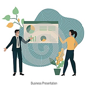 Business presentation concept with characters