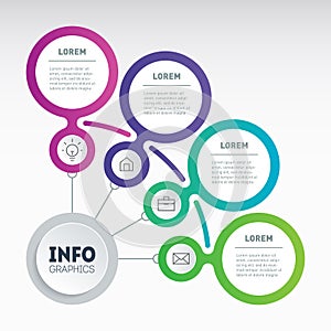 Business presentation or info graphics concept with four steps. Sales funnel. Infographic of technology or education process with