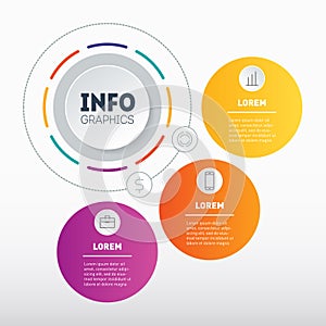 Business presentation or infographic with 3 options. Dynamic infographics of technology or education process. Web Template of a 3-