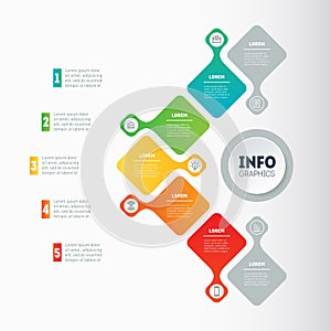 Business presentation or infographic with 5 options. Web Template of a chart, mindmap or diagram with 5 steps. Vector