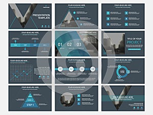 Business presentation infographic elements template set, annual