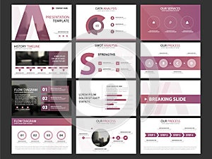 Business presentation infographic elements template set, annual report corporate horizontal brochure design