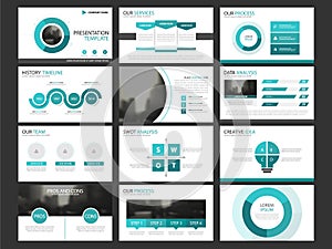 Business presentation infographic elements template set, annual report corporate horizontal brochure design