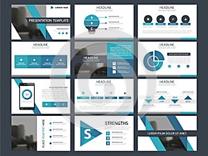 Business presentation infographic elements template set, annual report corporate horizontal brochure design