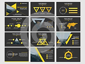 Business presentation infographic elements template set, annual report corporate horizontal brochure design