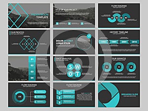 Business presentation infographic elements template set, annual report corporate horizontal brochure design