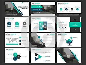 Business presentation infographic elements template set, annual report corporate horizontal brochure design photo