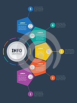 Business presentation, infographic or mind map with 5 options. P