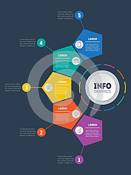 Business presentation, infographic or mind map with 5 options. V