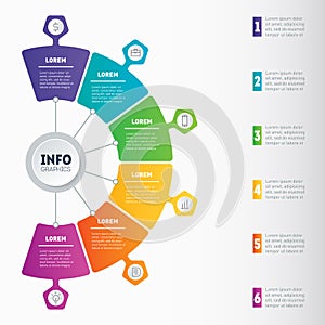 Business presentation or infographic with 6 options. Vector info photo