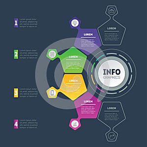 Business presentation or infographic with 4 options. Web Template of a chart, info graphic, mindmap or diagram. Vector