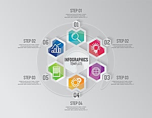 Business presentation infographics template with 6 options, Abstract elements of the processing graph, the diagram with steps or