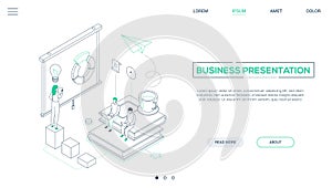 Business presentation - line design style isometric web banner